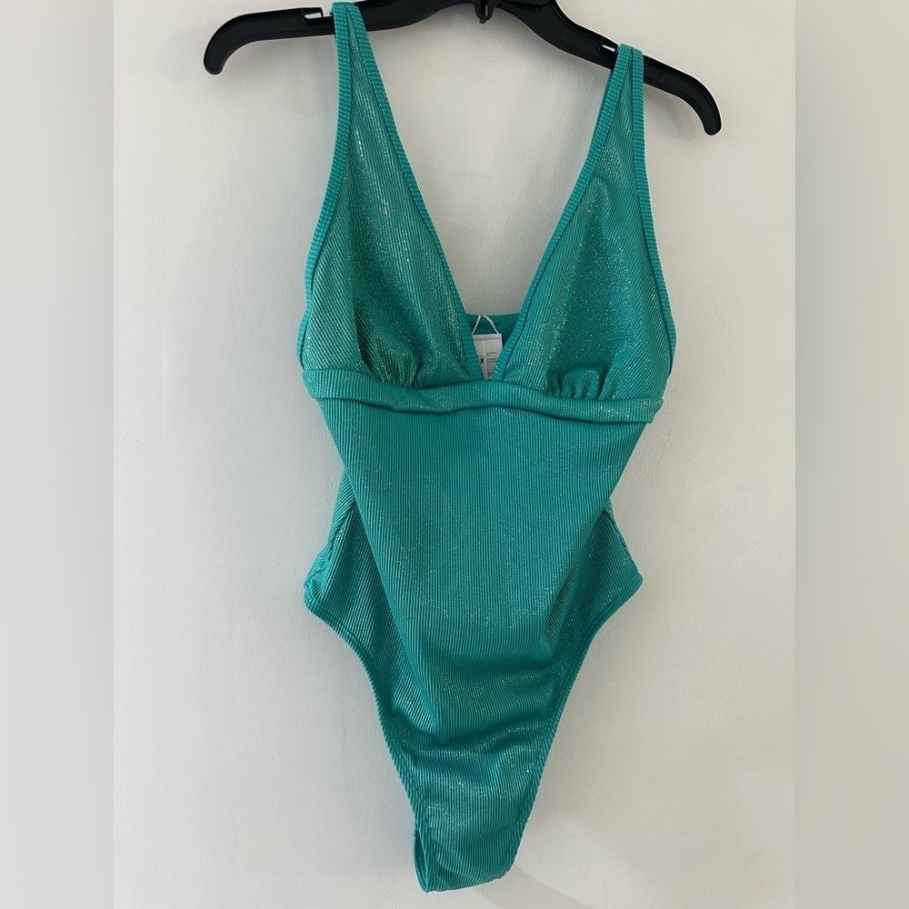 Cupshe Shimmering Teal One Piece Swimsuit
